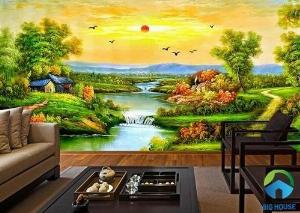 Tranh gạch 3D phong cảnh đồng quê Việt Nam
