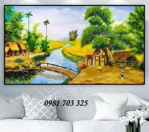 Tranh gạch 3D phong cảnh đồng quê Việt Nam