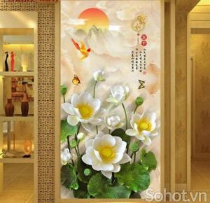 Tranh gạch hoa sen 3d - gạch tranh 3d hoa sen - NVV87