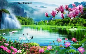 Tranh 3d phòng khách - tranh gạch 3d phòng khách 9433DN