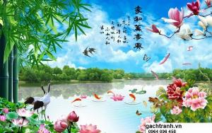 Tranh 3d phòng khách - tranh gạch 3d phòng khách 9433DN