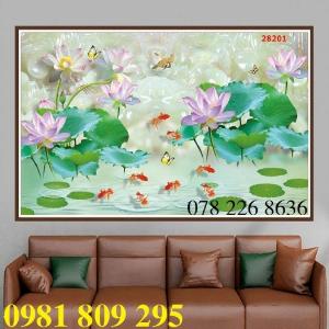 Tranh gạch hoa sen - hoa sen 3d - ốp phòng khách FD6
