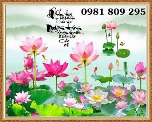 Tranh gạch hoa sen - hoa sen 3d - ốp phòng khách FD6
