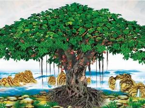 Tranh cây bồ đề - tranh gạch 3d cây bồ đề - 985CM