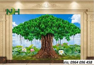 Tranh cây bồ đề - tranh gạch 3d cây bồ đề - 985CM
