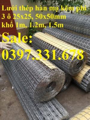 Lưới thép hàn, lưới thép hàn mạ kẽm D3 ô 50x50 khổ 1m x15m hàng sẵn kho mới 100%