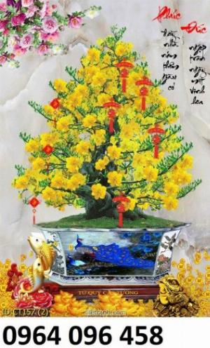 Tranh hoa mai 3d - tranh gạch 3d hoa mai - DSA73