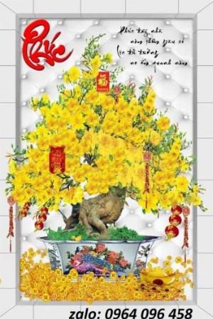 Tranh hoa mai 3d - tranh gạch 3d hoa mai - DSA73