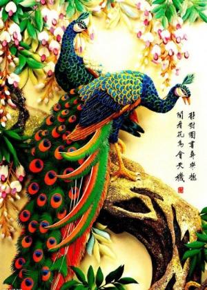 Tranh chim công 3d - tranh gạch 3d chim công - 843XP