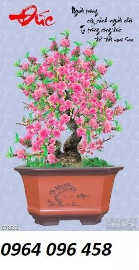 Tranh hoa đào 3d - tranh gạch 3d hoa đào - HNNN75
