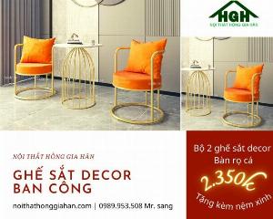 Bộ bàn ghế sắt decor ban công Hồng Gia Hân Ms052204