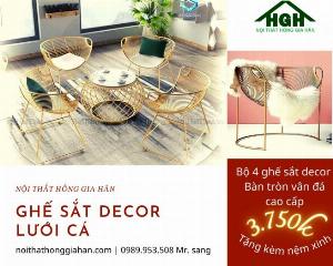 Bộ bàn ghế sắt decor ban công Hồng Gia Hân Ms052210