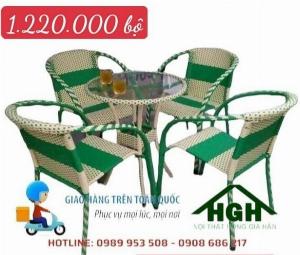 Bàn ghế cafe mây nhựa Hồng Gia Hân Ms052231