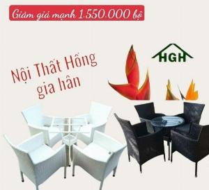 Bàn ghế cafe mây nhựa Hồng Gia Hân Ms052233