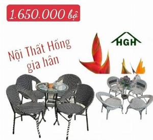 Bàn ghế cafe mây nhựa Hồng Gia Hân Ms052234