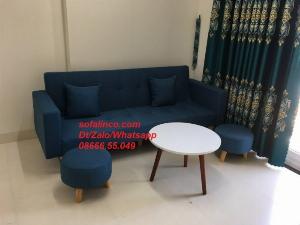 Bộ bàn ghế sofa bed (băng) 2m giá rẻ màu xanh dương đậm
