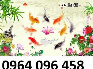 Tranh gạch cá chép hoa mẫu đơn - 0999CL