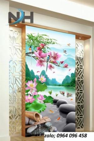 Tranh gạch ốp tường mẫu hoa sen - 098C
