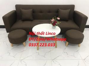 Bộ bàn ghế sofa bed màu nâu giá rẻ nội thất Linco Hồ Chí Minh