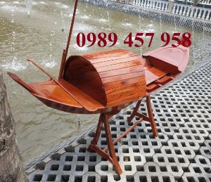 Thuyền cánh buồm, Thuyền trang trí 2m, 3m, Thuyền gỗ chèo tay