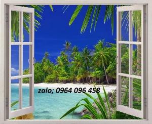 Tranh cửa sổ 3d - tranh gạch 3d cửa sổ - 054X