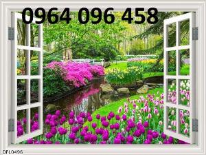 Tranh cửa sổ 3d - tranh gạch 3d cửa sổ - 054X