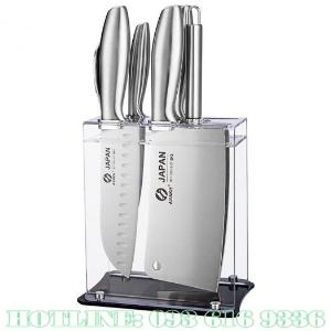 Bộ dao làm bếp 07 món JAPAN cao cấp kèm khay đựng