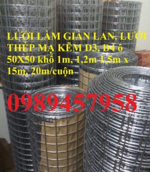 Lưới hàn mạ kẽm phi 3 30x30, 100x100, Tấm thép phi 3 a 50x50, Thép làm giàn lan