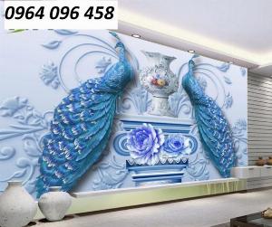 Tranh gạch 3d chim công - gạch tranh 3d ốp tường - 0432XP