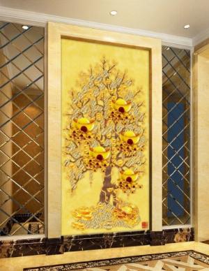 Tranh cây kim tiền - tranh gạch 3d cây kim tiền - GVB52