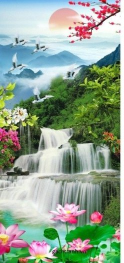 Tranh gạch hoa sen 3d - 042XN