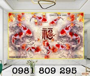 Mẫu tranh gạch trang trí cửu ngư quần hội HG97