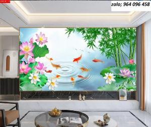 Tranh phong thủy 3d cá chép tranh gạch 3d - DS12