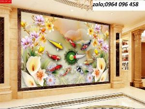 Tranh gạch 3d 9 con cá chép - 987CP