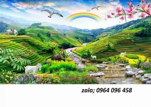 Tranh gạch 3d cảnh đồng quê sông nước - 233SP