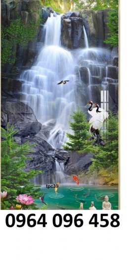 Tranh phong thủy tùng hạc tranh gạch 3d ốp tường - FSD10