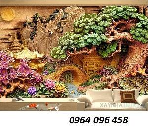 Tranh gạch 3d ốp tường phòng khách đẹp - 832SM