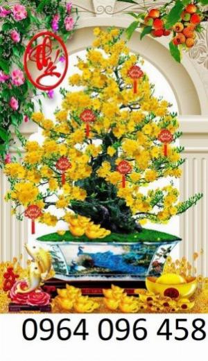 Tranh gạch 3d cây mai vàng - gạch tranh 3d ốp tường - 8732XP
