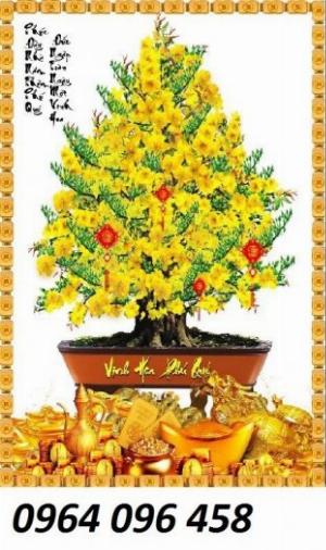 Tranh gạch 3d cây mai vàng - gạch tranh 3d ốp tường - 8732XP