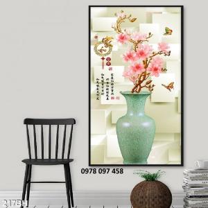 Bình hoa - tranh gạch men sắc nét
