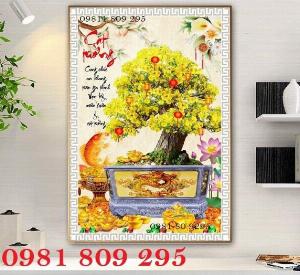 Gạch tranh ốp tường khổ dọc - tranh hoa mai HGSF7