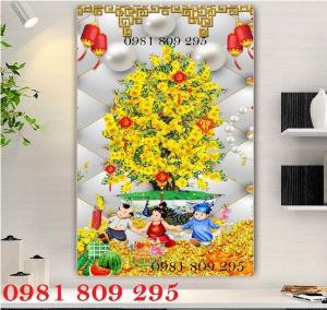 Gạch tranh ốp tường khổ dọc - tranh hoa mai HGSF7