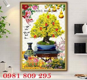 Gạch tranh ốp tường khổ dọc - tranh hoa mai HGSF7