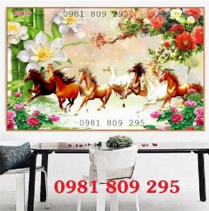 Tranh gạch men bát mã ốp phòng khách HG8