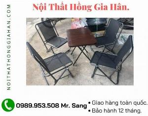 Bộ bàn ghế cafe mặt gỗ xếp gọn Tp.HCM HGH05152