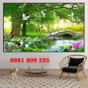 Mẫu tranh gạch ốp phòng khách - Gạch 3d phong cảnh cánh đồng GF7