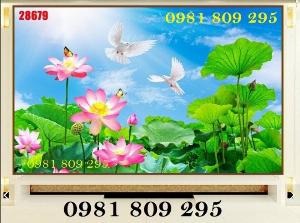 Gạch tranh , tranh gạch men hoa sen hg8