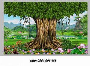 Tranh cây bồ đề - tranh gạch 3d cây bồ đề - DXX44