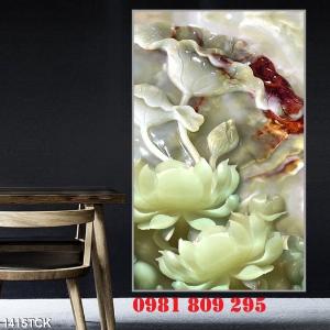 Tranh gạch khổ đứng - tranh gạch men hoa sen khổ đứng HG98