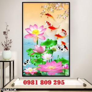 Tranh gạch khổ đứng - tranh gạch men hoa sen khổ đứng HG98